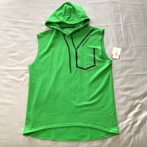 NWT Sports Illustrated Zipper Pocket Muscle Hoodie Sleeveless Men Green XL
